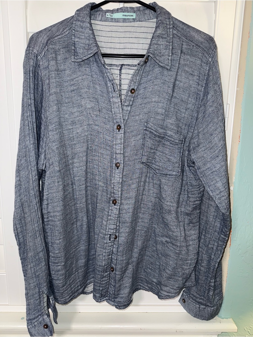 Maurices Blue Heather Long-Sleeve Button-Down Shirt